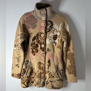 KOOI Floral Knit Button-Up Jacket